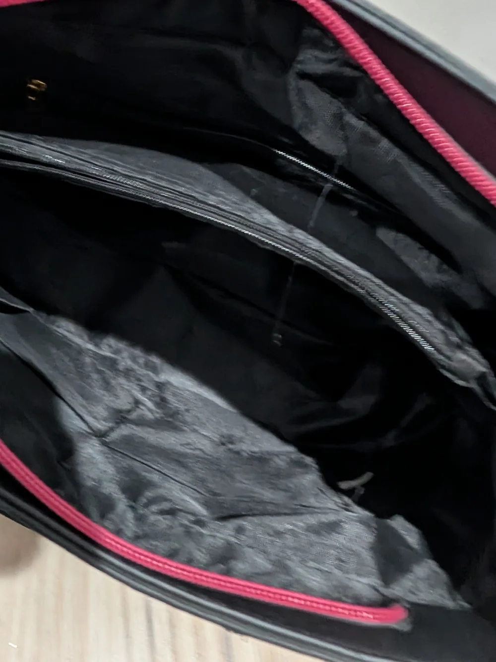 Structured Pink and Black Satchel‎ with Gold Accents